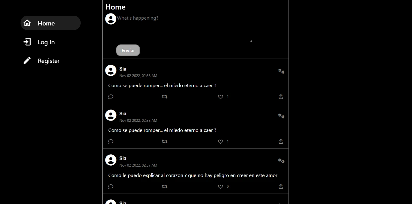 Social media web app project by Alexis Jiménez