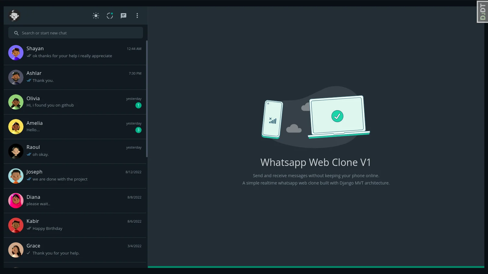 Real-time chat application project by Alexis Jiménez